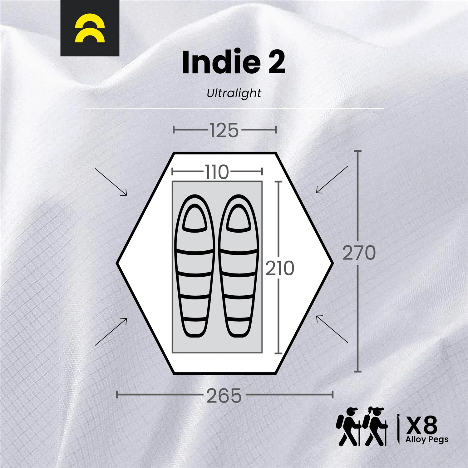 Orson Indie 2 | Ultralight Silnylon 2 Person Hiking Tent | 1.35kg - Image 8